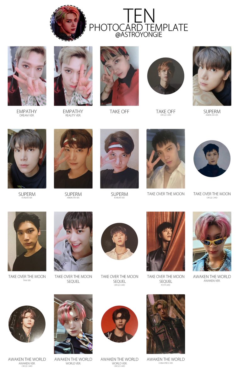 TEN ⇢ NCT & WAYV & SUPERM photocard template / pc template