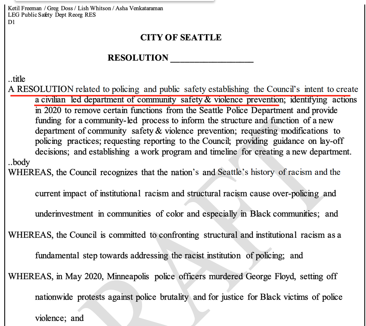 BREAKING: Seattle City Council moves to abolish the entire Seattle Police Department and replace it with a "civilian led Department of Community Safety & Violence Prevention."They want to replace the police force with nonprofit programs and "community-led activities."