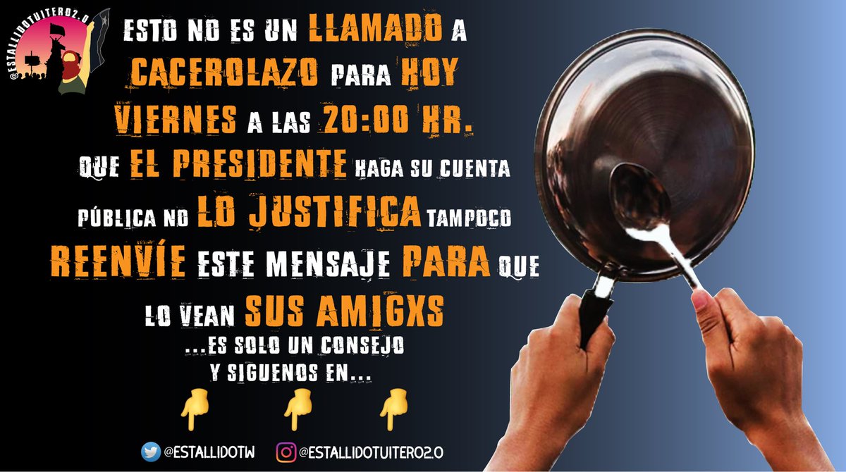 Ni se les ocurra SUMARSE HOY al #CacerolazoNacional  a las 20:00