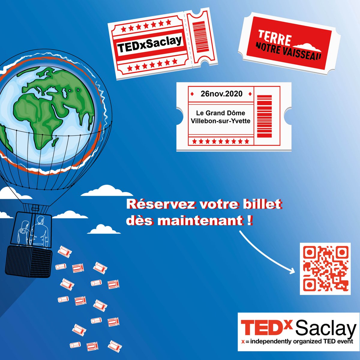 TEDxSaclay's tweet photo. [TEDxSaclay2020] [Billetterie] ❌Avant de partir en vacances🏖, pensez à prendre vos 🎫billets‼️
👉 https://t.co/nn2xIs9cWr
✅De belles rencontres et des conférences inspirantes vous attendent‼️
📆Rendez-vous le 26/11/20 au #GrandDôme de @ffjudo_officiel🌏
#TerreNotreVaisseau https://t.co/L3k6SiI5e8