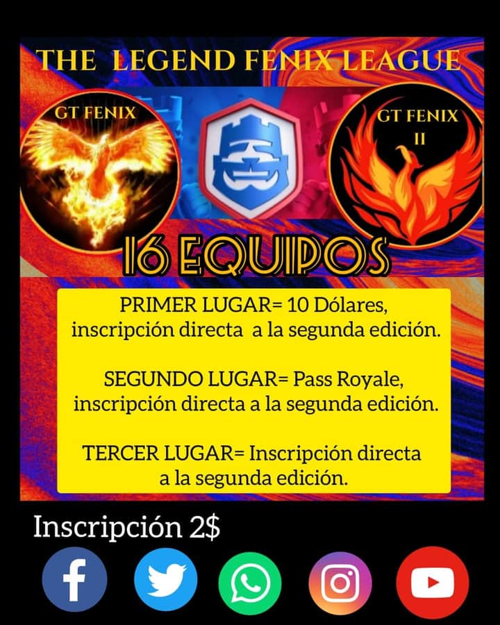 THE LEGEND FENIX LEAGUE

TE HACE LA INVITACIÓN A SU PRIMERA COPA
CON PREMIOS EN EFECTIVO

⚔REQUISITOS⚔

DAR LIKE👍A @gtfenixx 👍
Y COMPARTIR LA PUBLICACIÓN! 💎⚔🔥📢📣📢📣

@ A TRES PERSONAS! 
🔥🔥🔥💎⚔