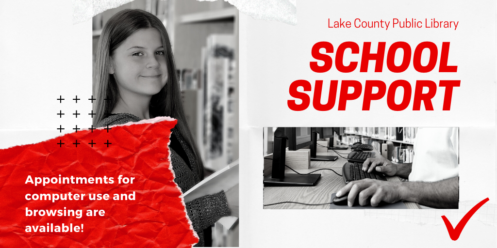 LakeCountyLib's tweet photo. Students are welcome to make a library appointment to use our computers or browse for materials for their school projects (or just for fun!) If you're under 16, though, make sure you bring an adult. #LCPLSchoolSupport
https://t.co/yAIWpTH2Lm https://t.co/u96h9bDvzg