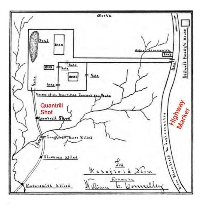 After conducting further guerrilla raids there, Quantrill was finally ambushed and shot by Union troops on May 10, 1865. He died a month later. His remains have been buried and then moved at least twice, leading him to have headstones in three different states.