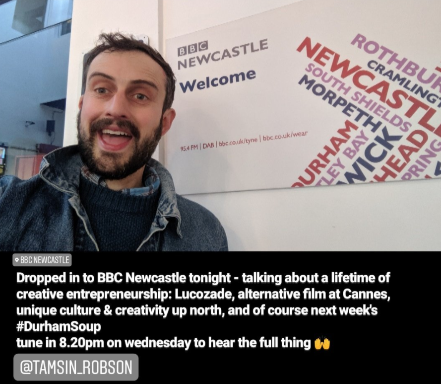 helloDurhamSoup's tweet photo. To speak to Paul Drury-Bradey (Entrepreneur in Residence 2019/2020) please email paul@cultureandsocialimpact.co.uk 📩

@pauldrurybradey. #DUinspire https://t.co/XZRDZONKAJ