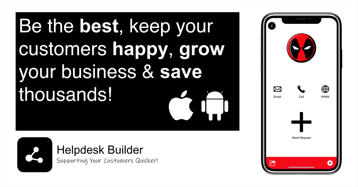 HelpdeskBuilder's tweet image. Helpdesk Builder - be your Customer&apos;s hero!

Download the new Helpdesk System App for FREE!  Brand it your way!  Effortless sharing &amp;amp; collaboration capability.  

#Helpdesk #HelpDeskSystem #FacilitiesManagement

Get more detail here helpdeskbuilder.com