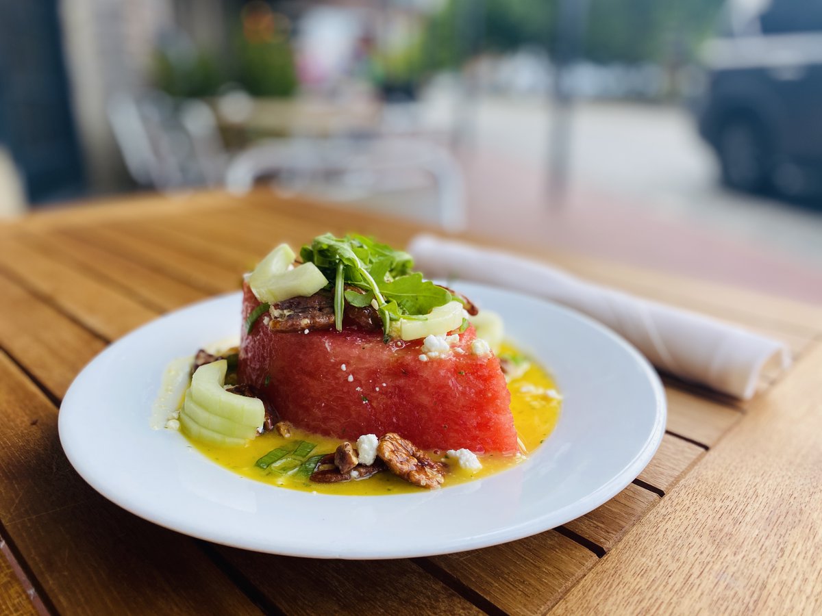 sav_riverhouse's tweet photo. Chef Gladys has created the perfect dish for a hot summer day! Don't Miss out on the Georgia Watermelon Salad 🍉 - It tastes even better than it looks!
•
•
#Georgia #watermelonsalad #summer #riverstreet #Savannah #riverhouse #supportlocal #friday #weekend https://t.co/4EH4lCRwn1