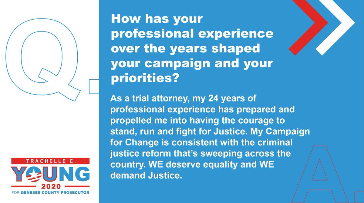 TYforprosecutor's tweet image. Today is Question &amp;amp; Answer Friday with Trachelle C. Young! If you have questions about the Young campaign for Genesee County Prosecutor, comment on this post or visit our website at youngforprosecutor.com.  #YoungForProsecutor