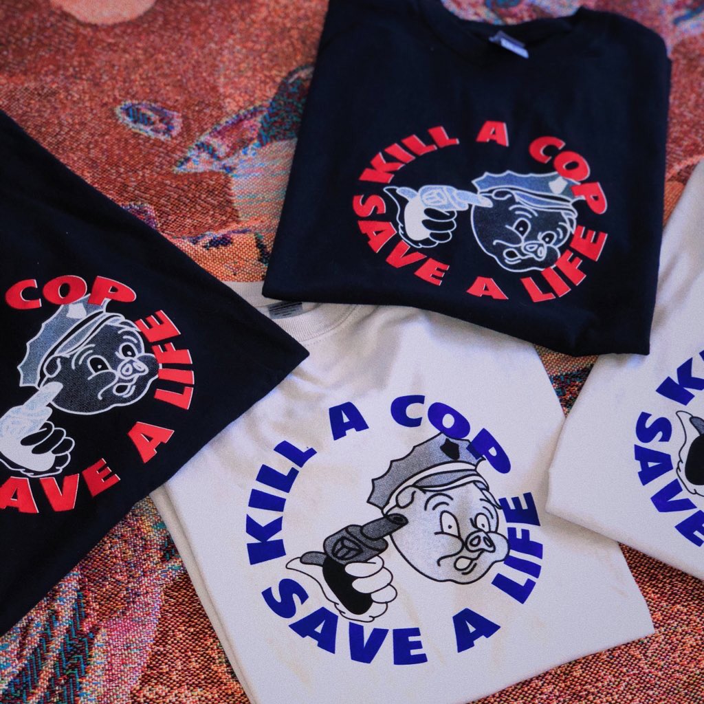 with so many murderous police still on the loose, I made a shirt to help illustrate our frustration. Available 8/3/20.