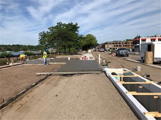 WayzataLEC's tweet photo. As we close out the month of July, construction crews are making steady progress on Lake Street, the new Plaza Park and the extension and connection of bike trails. The project remains on track to be substantially complete in early September. 
#panoway #wayzata https://t.co/3K6sKU9mas