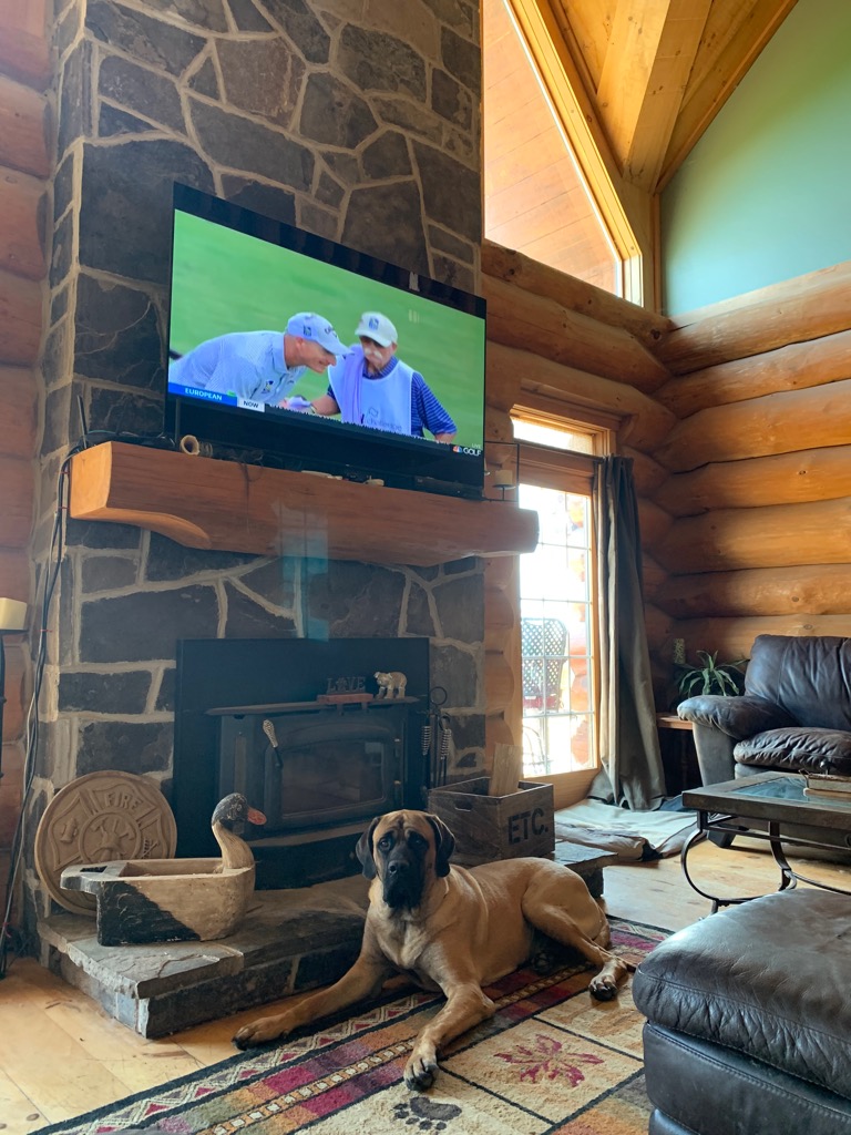 Lunch with Hudson and the golf channel.