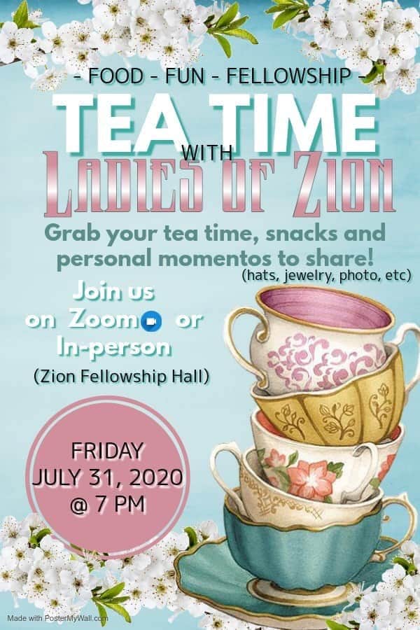 Join US TONIGHT Ladies for TEA TIME! Here’s the link! #LuvMySISTERS #LuvMyZion

CLICK BELOW:
us04web.zoom.us/j/9619064855