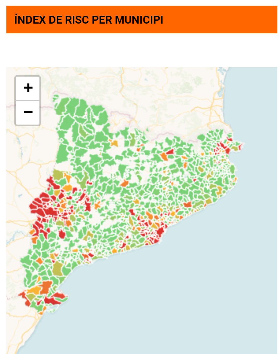 Índex de risc de brot de #COVID19 per municipis
ccma.cat/324/coronaviru…

Gràfic via <a href="/tv3cat/">TV3 és ara @Som3Cat</a> seguint el sistema de càlcul utilitzat pel grup de Recerca BIOCOM-SC de la UPC i amb dades del portal Dades Obertes de la Generalitat de Catalunya.