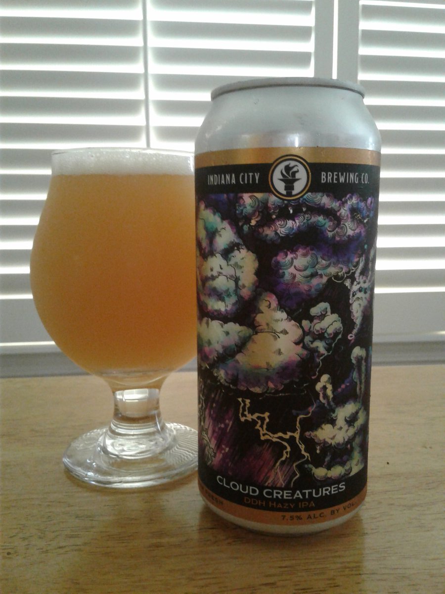 PaulDSmith16's tweet photo. Today's 1st #fridayindianabeer -- @IndianaCityBeer #CloudCreatures #DDHIPA. Quite tasty! @Indybeersleuth @BradMitchell02 @DrinkIndiana #INBeer https://t.co/K5RGOCgQ6h