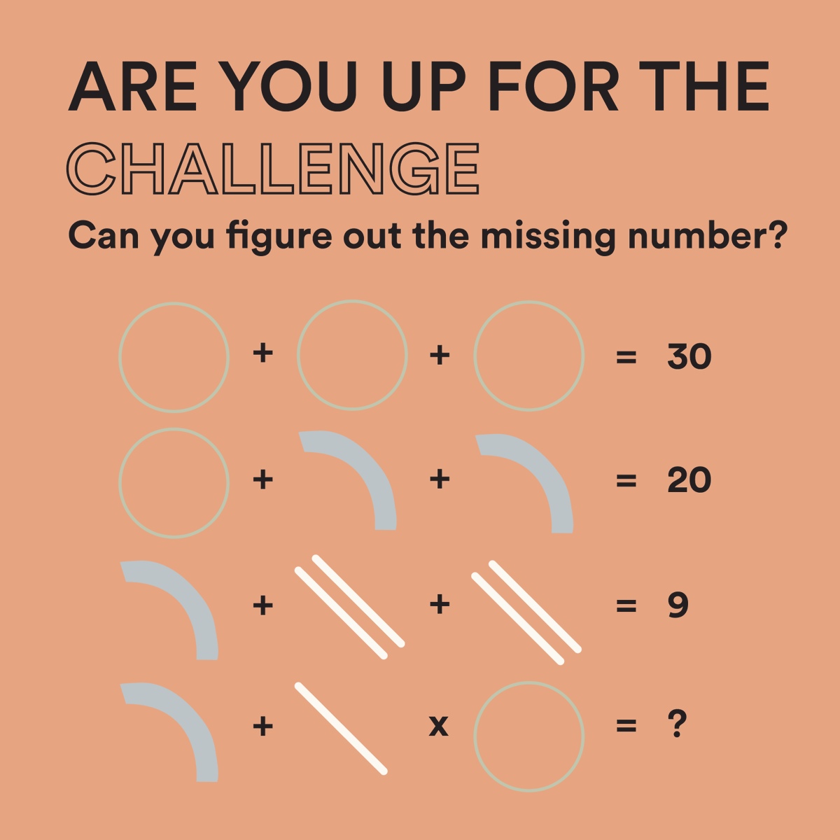 onmen_ca's tweet photo. Think you know a thing or two about numbers? Solve this one.

Don't forget to use code FREETRIAL at check out to receive your first month free! https://t.co/Wz5042JAlA