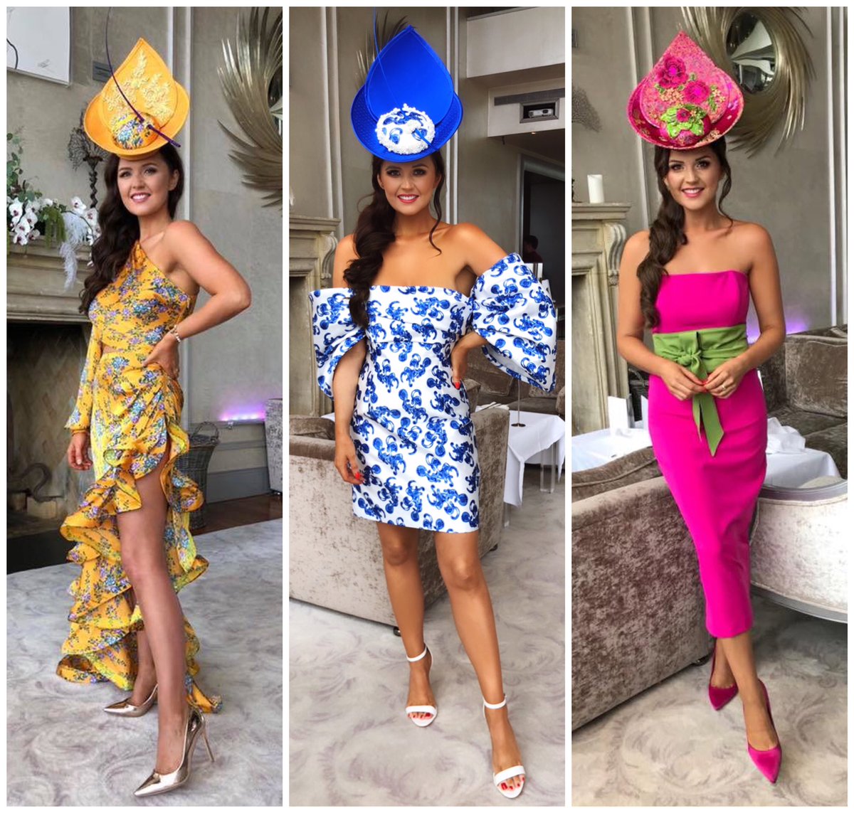 My outfits for the last 3 years of #LadiesDay at the Galway Races (2018,  2019, 2020)  Which was your fav? Yellow, Blue or Pink? Always love  hearing what you think  #GalwayRaces