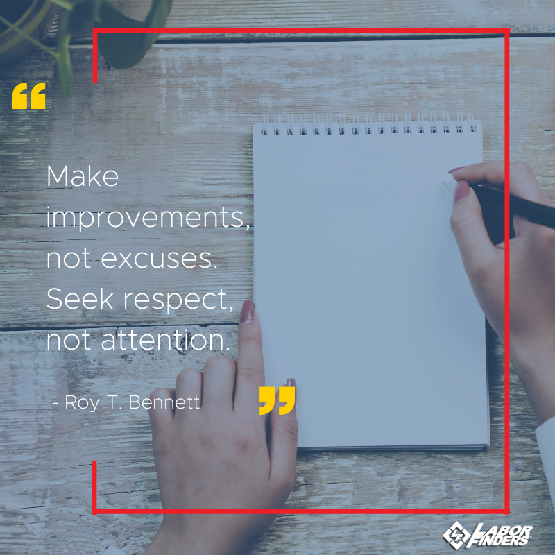 LaborFinders's tweet image. “Make improvements, not excuses. Seek respect, not attention.” ― Roy T. Bennett
#fridayquotes #respect #selfimprovements