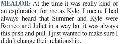 “I mean, I had always heard that Summer and Kyle were Romeo and Juliet in a way but it was always this push and pull.” – Michael Mealor (2020)  #YR  #SKyle  #TeamSKyle