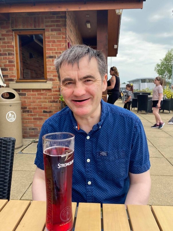 CornerstoneDPA's tweet photo. Richard has just been out for his first pint since lockdown! I think we can safely say that this has made him one happy man 🍺😃💙 #TeamSpringhill @LcastSpringhill https://t.co/h9aqCcCgOv