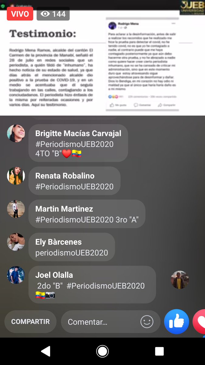 KYazamu's tweet photo. Renato Valle y Liseth Zambrano
#IIICongresoPeriodismoUEB
nos dicen que antes de emitir la información debemos constatar y verificar para no provocar inconvenientes.
#PeriodismoUEB2020
@edualban1 https://t.co/vSxHceAGUi