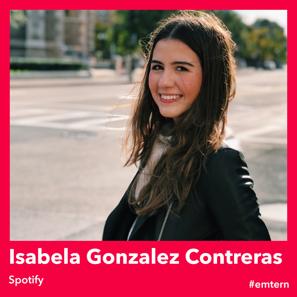 ECCareerDev's tweet image. Meet Isabela Gonzalez Contreras, a rising Junior who's gone from visitor to #emtern @Spotify since meeting their team on our New York Connection trip in November. Learn more about Isabela and her experience in our latest Emersonian International spotlight: bit.ly/3ghNpnD