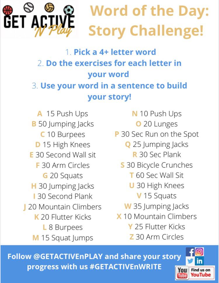 Get Active N Play On Twitter New Challenge Alert Starting Aug 1st Getactivenwrite For 30days 100 Gift Card Prize For The Best Story Storychallenge Physed Pegeeks Pechat Getactivenplay Https T Co Aphed7oyup