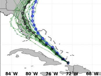 "The GFS ensemble has some members that bring a weaker tropical storm to make landfall in Florida, but all stronger solutions are for a hurricane to stay offshore. The same applies to the European ECMWF ensemble. Some of the 50 members of the ensemble show a tropical storm..”8/