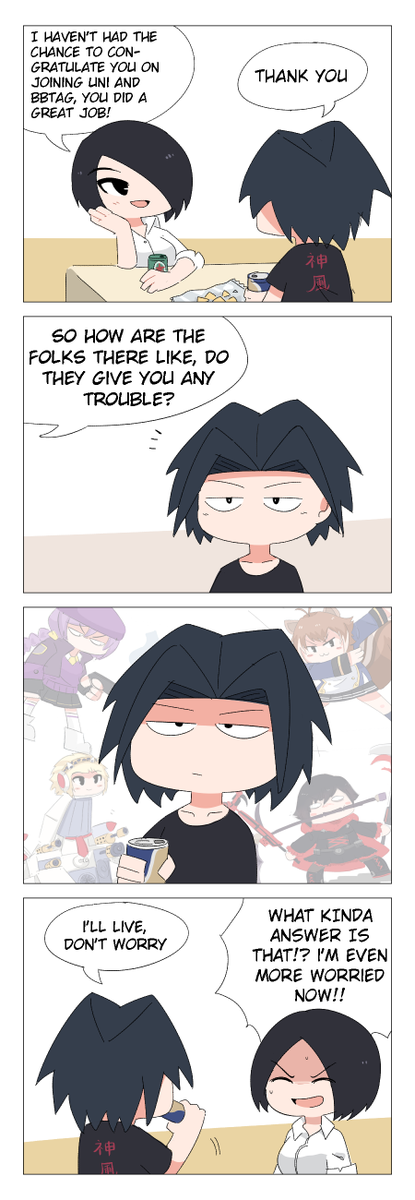 4koma about daily life of Akatsuki and Kanae. An AU where they live together because of "reasons". 