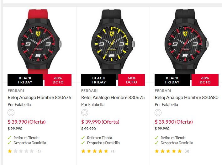 reloj ferrari falabella precio