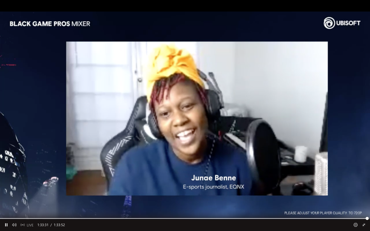 i_am_liberty's tweet photo. If building a platform for yourself was a person, @JunaeBenne is it. During #ubibgp, Junae describes #HowIGotStarted in #esports after having a difficult time getting work as a journalist. 

#ubibgp #blackgamers https://t.co/boleRFVOUy