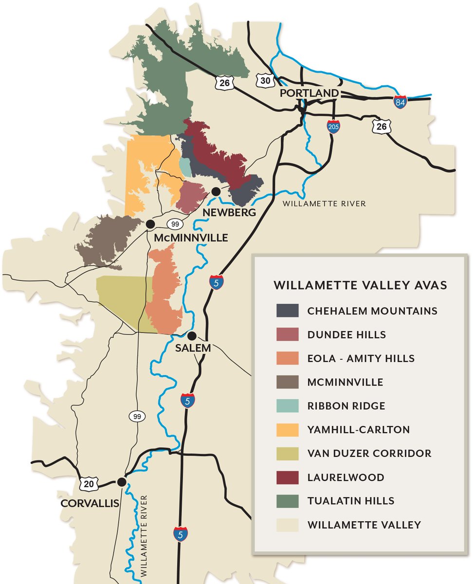 WineandSpirits's tweet image. Oregon wine country got a lot bigger last month! 

Read about #WillametteValley's two new AVAs:
soo.nr/E8Uo

Map courtesy of Willamette Valley Wineries Association.
#mapsmapsmaps #OregonWine #TualatinHillsAVA #LaurelwoodAVA #PinotNoir