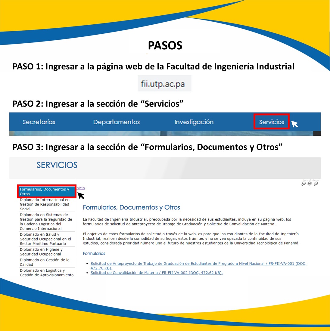 utpfii's tweet photo. ATENCIÓN 
En la pagina web de la Facultad de Ingeniería Industrial, se encuentran los Formularios y Documentos para la realización de trámites administrativos.
#turutahaciaelexito #mejoracontinua #utp #fiiutp #fiiutp #utppanama #ingenieriaindustrial https://t.co/2XR8j6rm7g