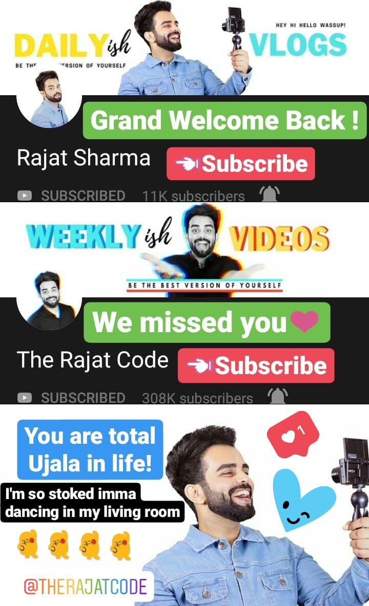 DAILYish Tweets   #therajatcodeCreating a thread for my Ujala  @TheRajatCode , My human being goals Imma drop tweets dailyishhh so you guys better get to know him and subscribe here https://www.youtube.com/c/TheRajatCode And here https://www.youtube.com/c/TheRajatVlogs Excited for the new content!