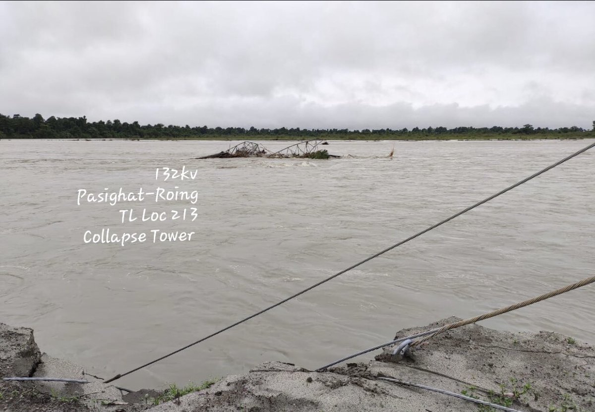 pgcilindia's tweet photo. ERS at loc no. 213 of 132 kV Pasighat-Roing line (Arunachal Pradesh) has been successfully erected. Line has been put into service after tower had collapsed due to floods in river Dotung. Team executed ERS while camping at site &amp; followed protocols during lockdown restrictions. https://t.co/fSDZJZANdi