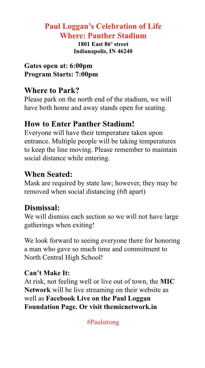 Mloggan11's tweet image. Reminder for tonight when entering the stadium please stay socially distanced we look forward to seeing everyone! #Paulstrong