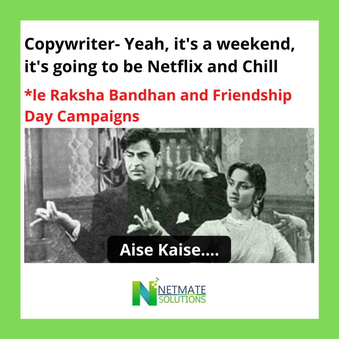 netmatesolns's tweet photo. There is no weekend for copywriters and designers.
#MEMES #memesdaily #digitalmarketing #onlinemarketing #socialmediamarketing #RakshaBandhan2020 #SocialMedia #digitalmarketingagency #digitalmarketer #AgencyLife #FriendshipDay #FridayFeeling #marketingagency #NetmateSolutions https://t.co/wJijQpRSSF