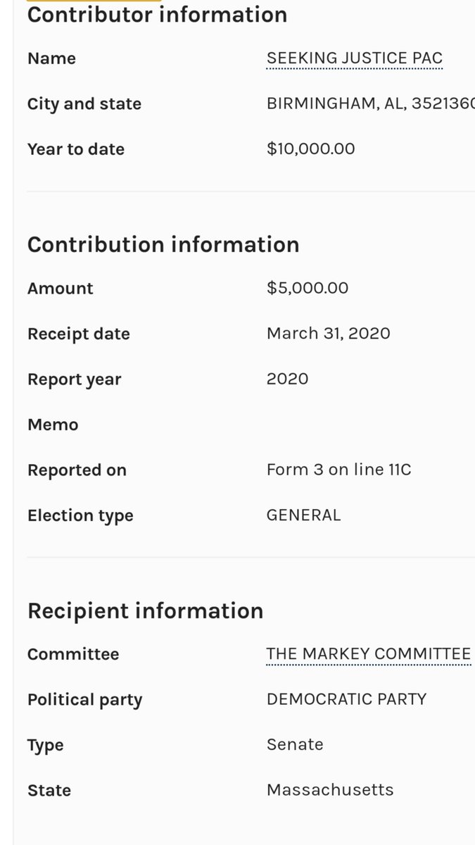 FORWARD TOGETHER and SEEKING JUSTICE PAC have also given to Markey this cycle.Donors include:—Merck—Comcast—Goldman Sachs—General Dynamics—Amazon—Lockheed Martin—Leidos—Microsoft—AFLAC—Blue Cross