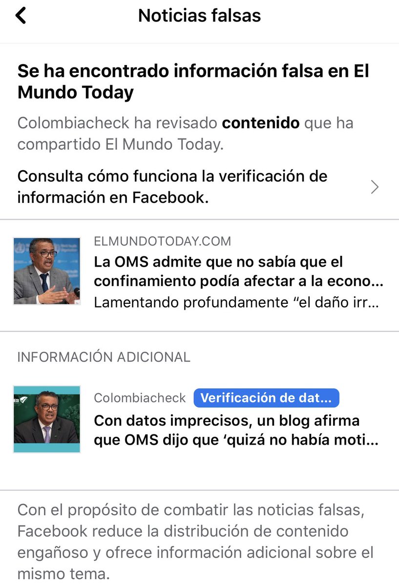 elmundotoday's tweet photo. Parece que el sistema de “fact checking” de Facebook funciona estupendamente. https://t.co/74Fu56darg