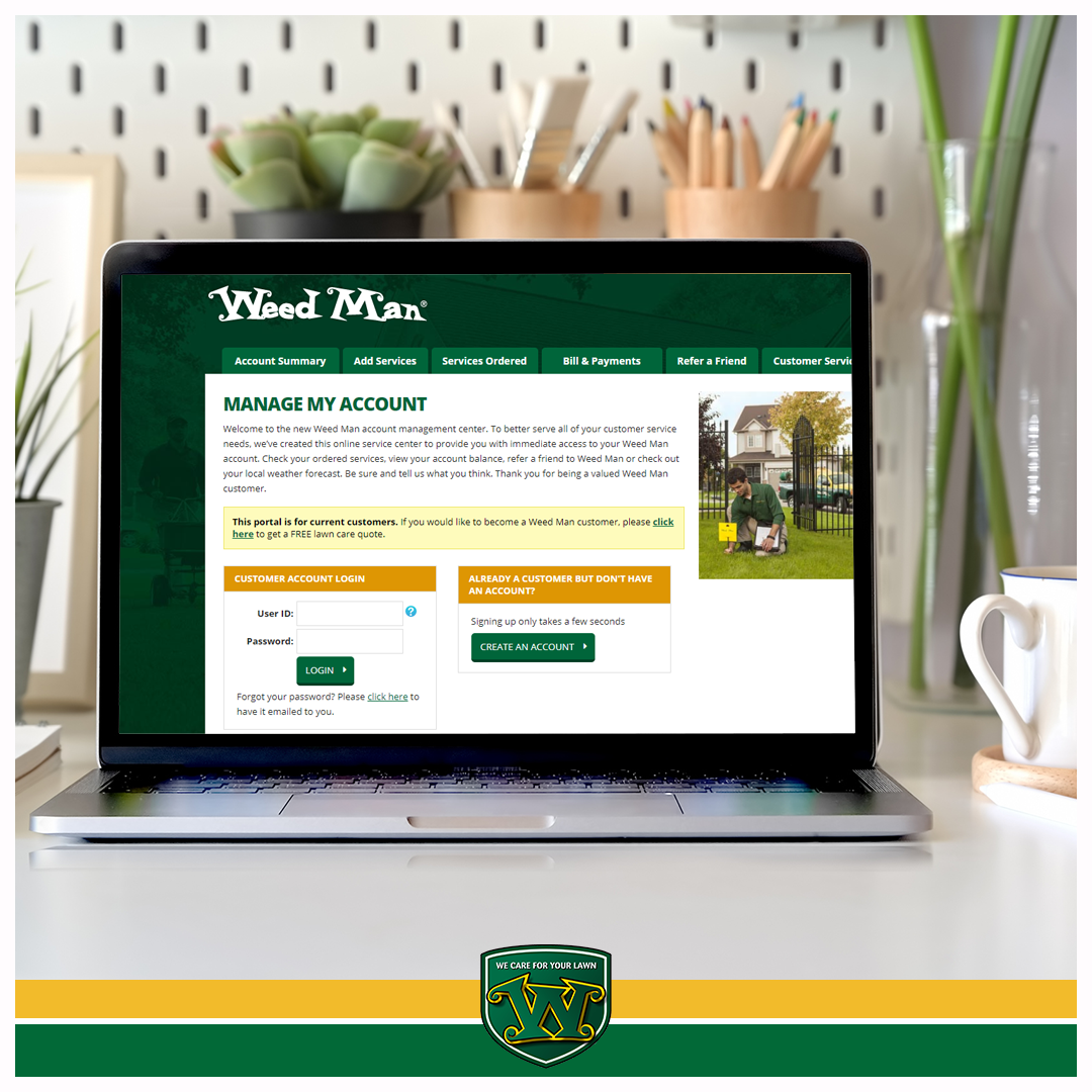 As a Weed Man customer, you can manage your account and pay your bill right through our proprietary Customer Portal! It's as easy as 1, 2, 3. Get started today at customer.weedmanusa.com. #lawncare #wecareforyourlawn