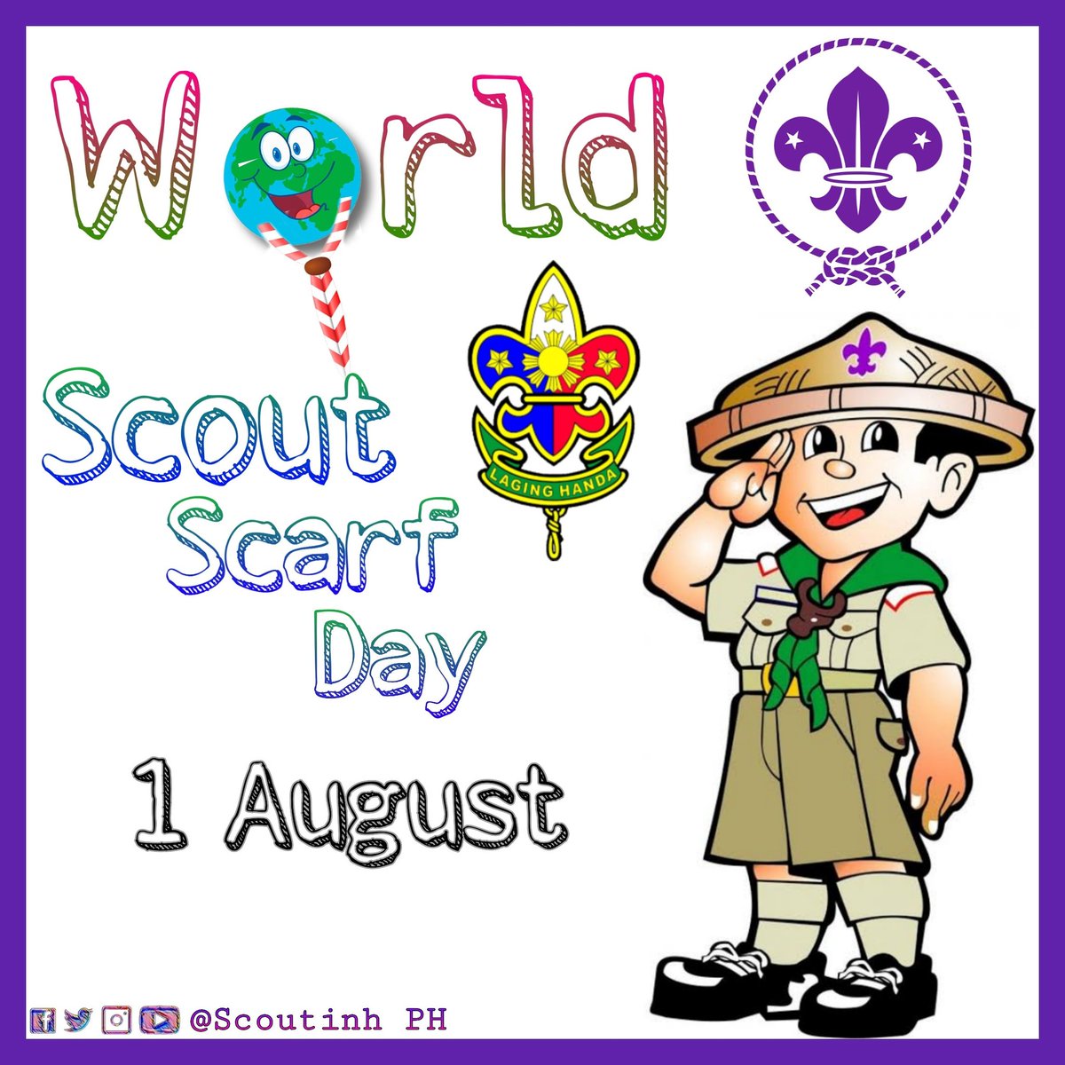 The idea of 'Scout Scarf Day' on August 1 is that all active and former scouts are requested to wear their scout scarfs in public to make the 'Spirit of Scouting' visible: Once a Scout - Always a Scout! 

#ScoutScarfDay #ScoutsPH #ScoutingPH

Scoutscarf.com