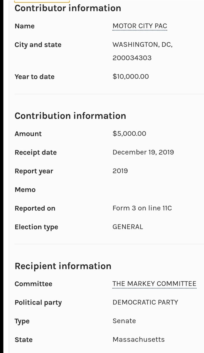 Rounding out our non exhaustive list of 20 PACs (out of over 300) that have donated to Markey are MOTOR CITY PAC and LEGPAC.Donors include:—Pfizer—General Dynamics—Honeywell—Merck—Google—Dupont—Blue Cross—Northrop Grumman—Lockheed Martin