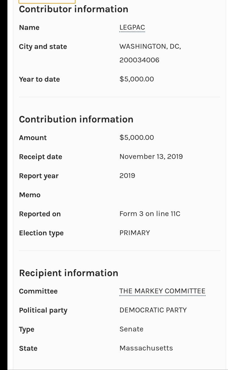 Rounding out our non exhaustive list of 20 PACs (out of over 300) that have donated to Markey are MOTOR CITY PAC and LEGPAC.Donors include:—Pfizer—General Dynamics—Honeywell—Merck—Google—Dupont—Blue Cross—Northrop Grumman—Lockheed Martin