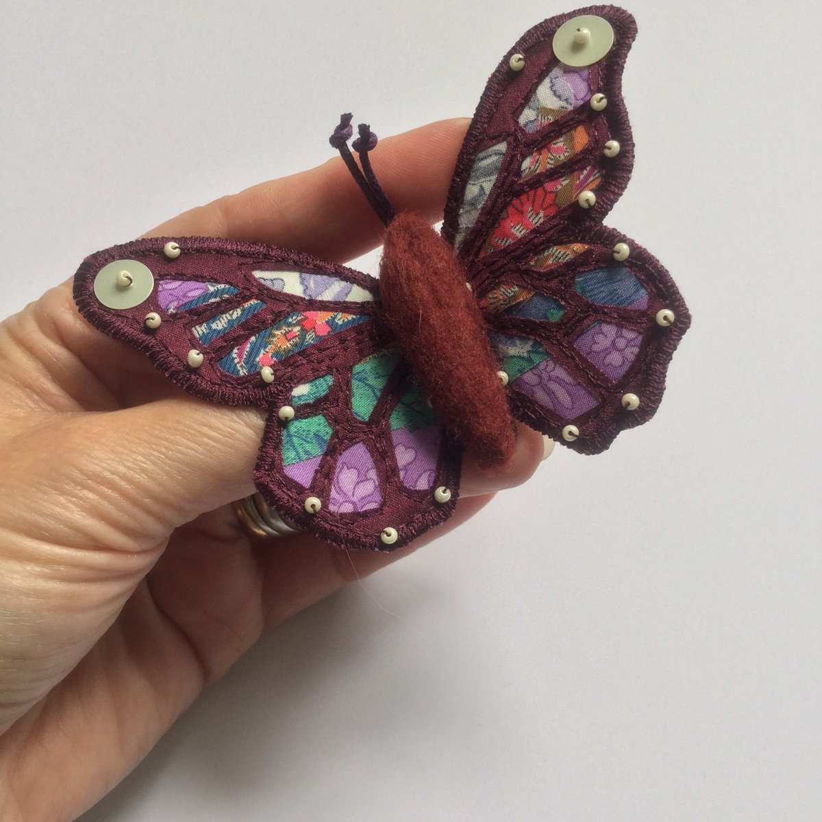Excited to share this item from my #etsy shop: Butterfly brooch/pin silk Liberty print Monarch. Wingspan 10cm, 4 inches. etsy.me/315GY0D