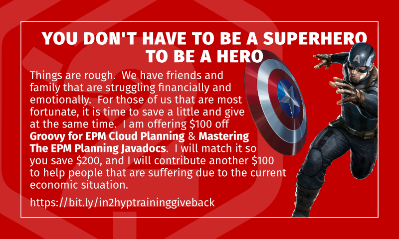 goodfriendapps's tweet photo. You don't have to be a superhero to be a hero. We can all be Captain America today! https://t.co/vdC4Uxtn9E #Oracle #EPMCloudPlanning #EPBCS #Essbase #In2Hyperion #Training #ODTUG https://t.co/zAzk07FaCP