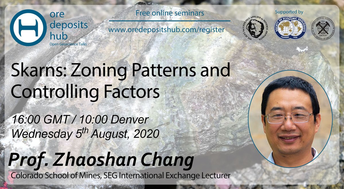 On Wednesday 5th August join us to hear from Prof. Zhaoshan Chang (<a href="/coschoolofmines/">Colorado School of Mines</a>) on skarn deposits, their zonation, and what that means for finding them.
Zoom meeting details will be sent around the mailing list on Tuesday: oredepositshub.com/register