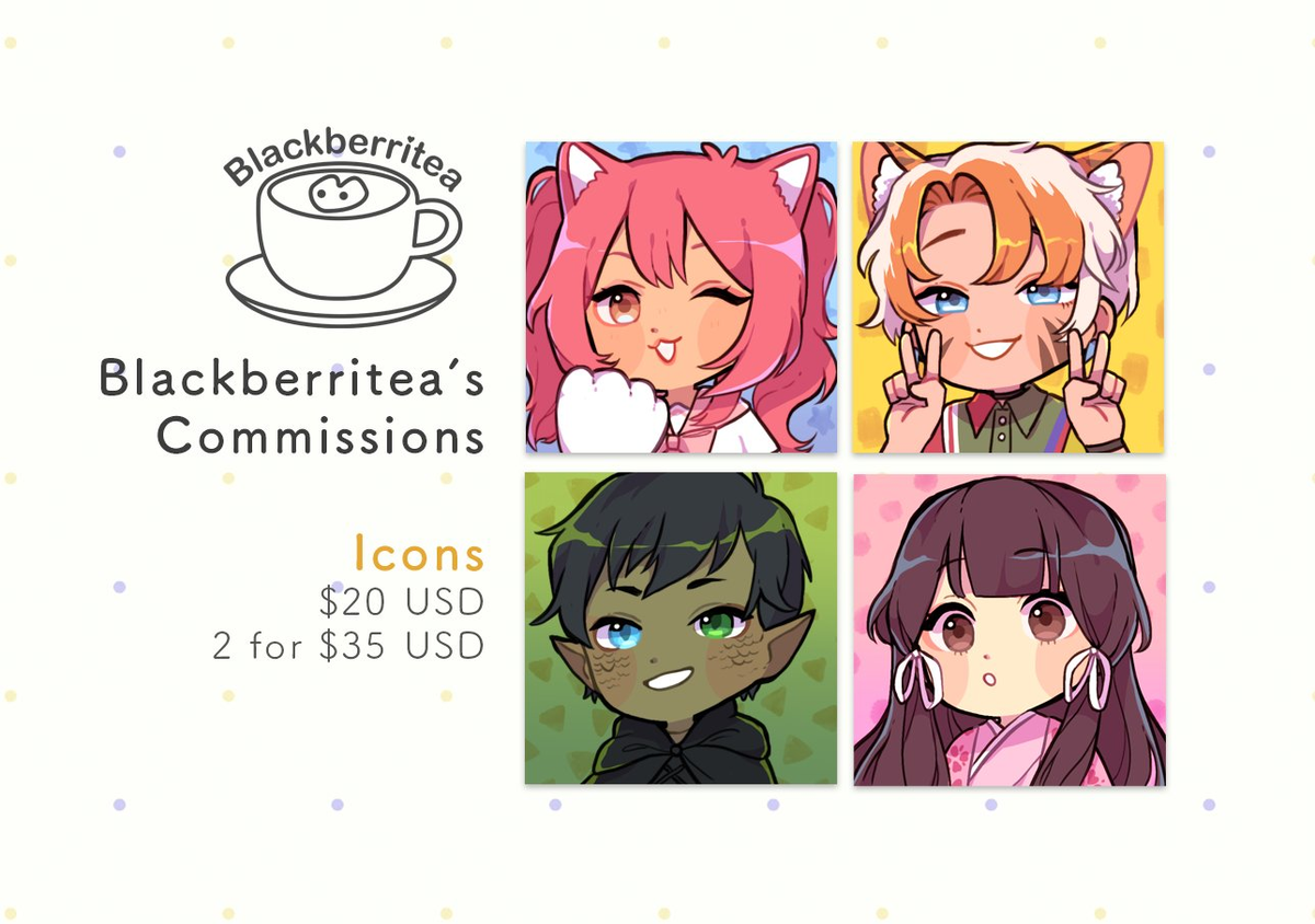 blackberritea's tweet photo. Opening up commissions for august 🥰
Feel free to dm me with any questions~

Ty for your support as always! 
[Rts = 💕] https://t.co/zGlL28uuEb