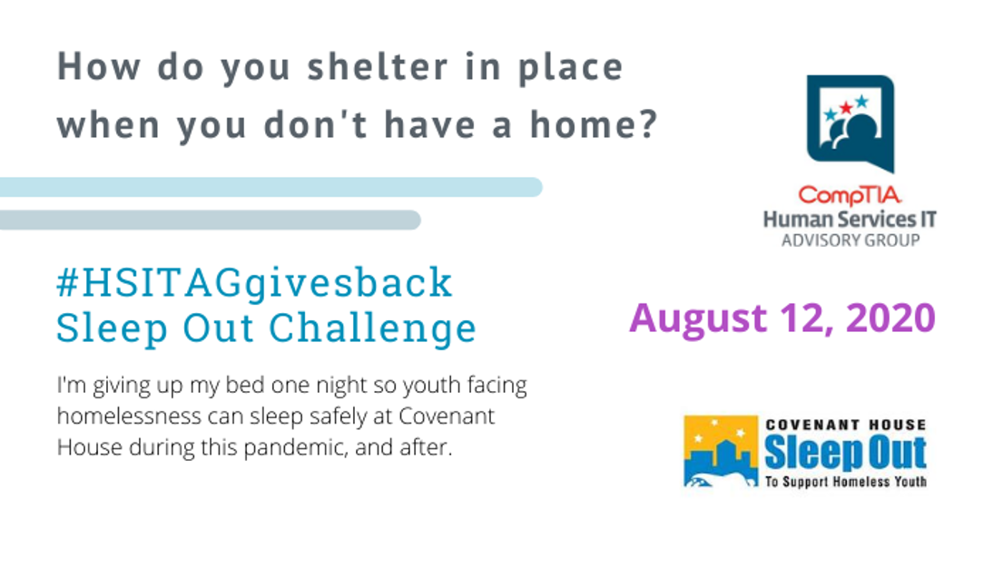 DionaPatty's tweet photo. On August 12th, @CompTIA_HSITAG will be holding a virtual #SleepOut in solidarity with #youth experiencing #homelessness. Every dollar raised will go directly to @CovenantHouse. Please consider supporting the #HSITAGgivesback team. Thank you in advance.

https://t.co/bmlWUFriUX https://t.co/pWSEOt0zH3