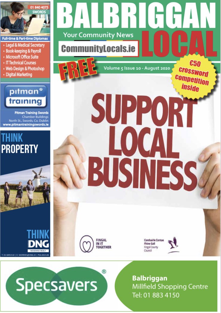BalbrigganL's tweet photo. The latest edition of your local community magazine BALBRIGGAN LOCAL August ‘20 is now available to pick up at, Supervalu Drogheda Street, Tesco Millfield S/c and Dunnes Stores Castlemill S/c. It is also available online through our website. https://t.co/nytUabo8zf 
Enjoy. https://t.co/V63yFJjGis