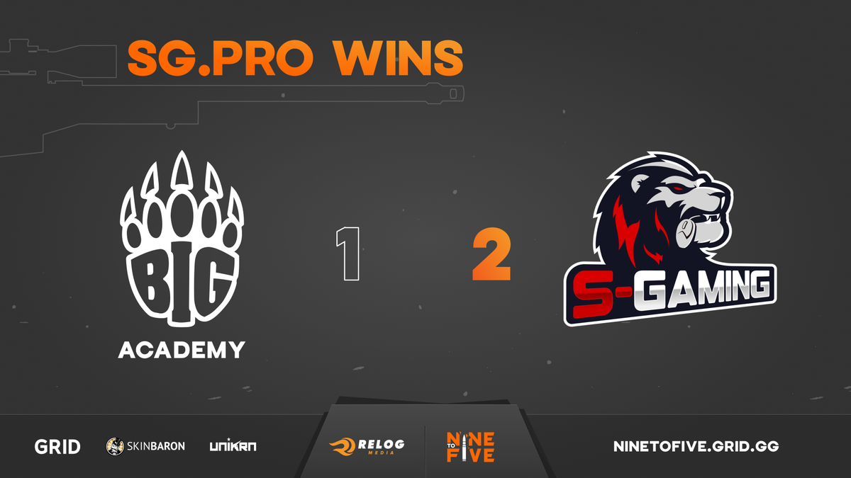 CCT_CS's tweet photo. Congratulations to 🇷🇺 #SGaming for winning the last match of Swiss Group stages of #NINEtoFIVE against @BIGCLANgg Academy 🇩🇪 with 2:1

Results
🇷🇺 16-13 🇩🇪 @ Train
🇷🇺 11-16 🇩🇪 @ Nuke
🇷🇺 16-8 🇩🇪 @ Overpass

Tune in next week for more #NINEtoFIVE action! https://t.co/cb0icZ21sK