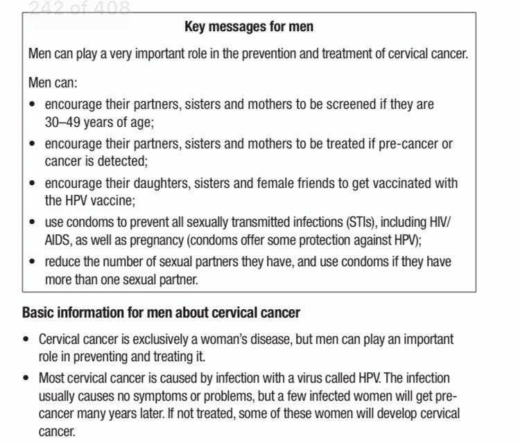 Key messages for men. Encourage the women in your life to get screened. It’s ‘exclusively a women’s disease’ but you can be an ally!