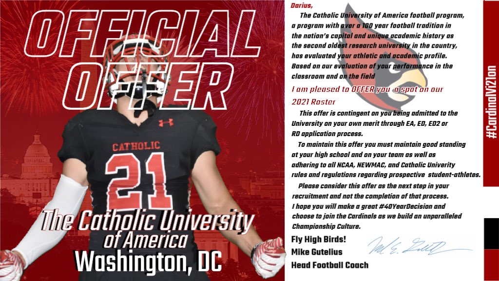 BIGDAWWGWILL's tweet image. Blessed to receive an offer from Catholic University 🔴⚫️ Thank you @CoachMikeGut